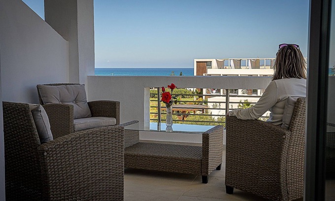 Gouves Apartment | Cozy Sunsea Studios with Oceanfront Views Near the Beach
