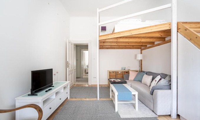 Kispest Apartment | Impressive Sunset Square Studio with Gallery & Family Amenities