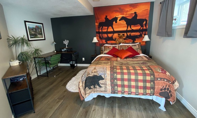 Cochrane Bed & Breakfast | Inviting Sunset Suite: Walkout, Breakfast & Dog-Friendly!