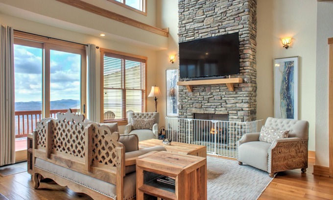 Wolf Laurel House | Scenic Sunset Summit Retreat with Pool & Breakfast Near Skiing
