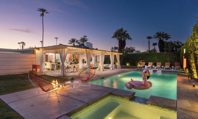 Racquet Club Estates House | Chic Mid-Century Retreat with Spa and Salt Water Pool