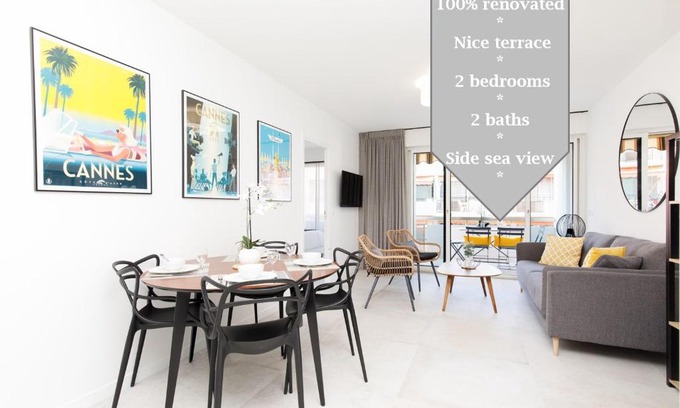 Cannes City Centre Apartment | Ideal 2-Bedroom Retreat Next to Martinez Hotel - Rated 9/10