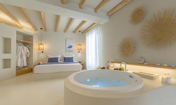 Old Town Naxos Hotel | Indulgent Supreme Suite with Spa Bath and Hot Tub Awaits