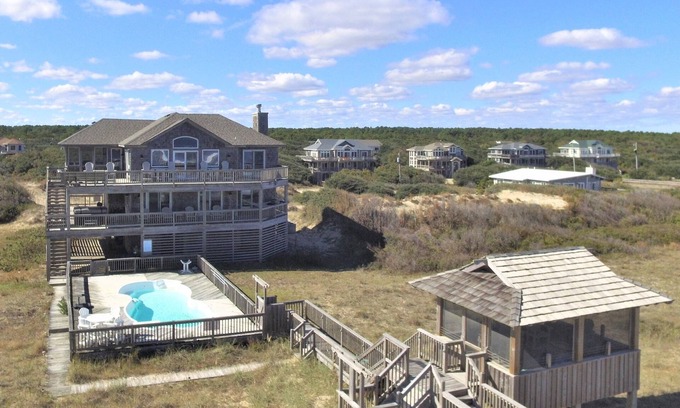 Carova Beach House | Oceanfront Getaway with Pool and Spectacular Surf Views