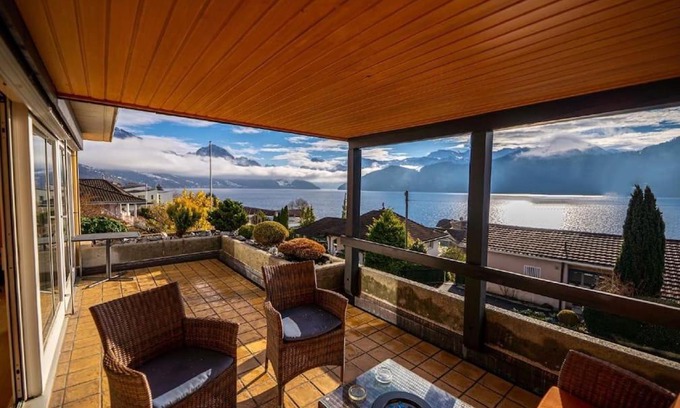 Weggis Apartment | Elegant Swiss Paradise Weggis with Oceanfront Pool Access