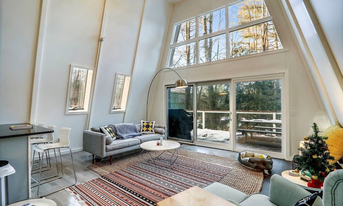 Stowe Area Cabin | Modern A-frame Retreat at Sylvan Park - Pet Friendly & Relaxing