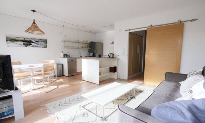 La Rochelle Apartment | Inviting T2 Terrace with Pool and Ocean Views in La Rochelle
