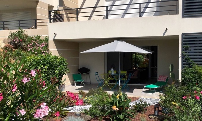 Farinole Apartment | Modern Retreat with Ocean View & Pool near Golfe Saint-Florent