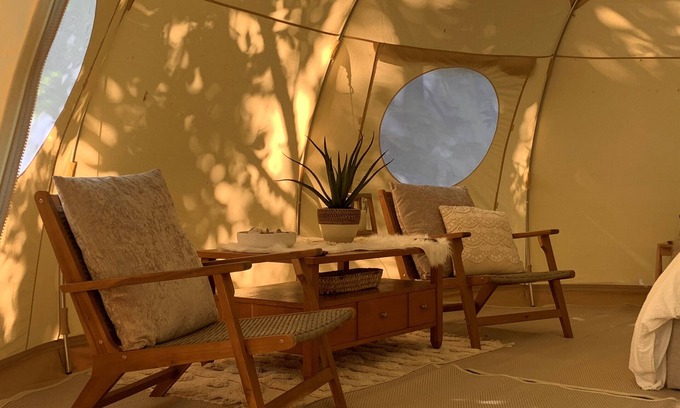 Sarce RV Rental | Explore Tent "The Glade" with Private Terrace & Garden