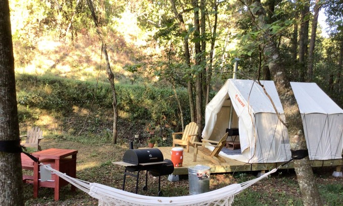 Turtletown RV Rental | Tentrr Signature Site - WineDrops Creekside Camping #1 / McFarland Nights