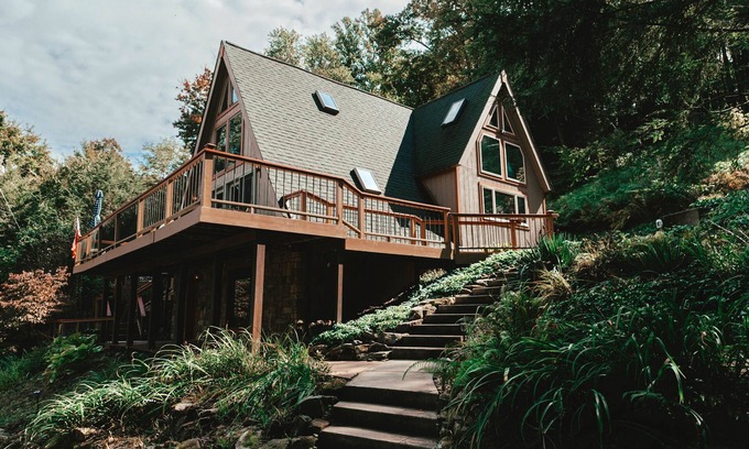 Dayton Cabin | Relax at The A-Frame in the Woods with a Hot Tub