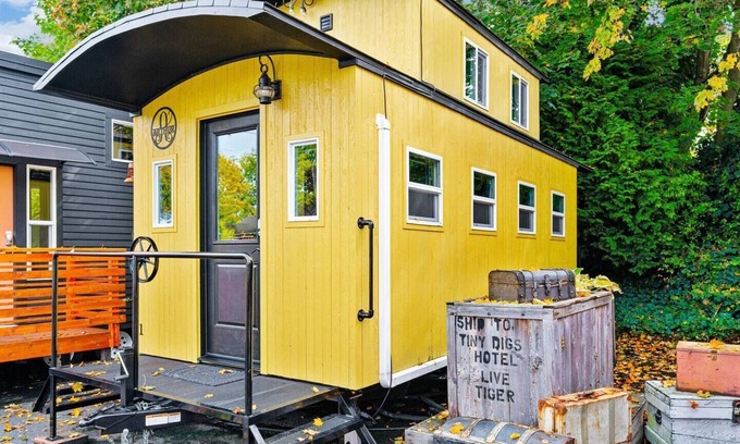 Kerns Hotel | Discover The Arthur: Unique Tiny Home with Train Vibe