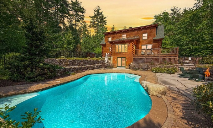 Center Conway House | Serene Mountain Getaway Cabin with Private Pool & Spa