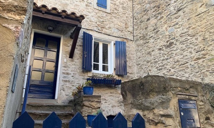 Olargues House | Discover The Little Blue House: Rated 10/10 with Pool & Breakfast