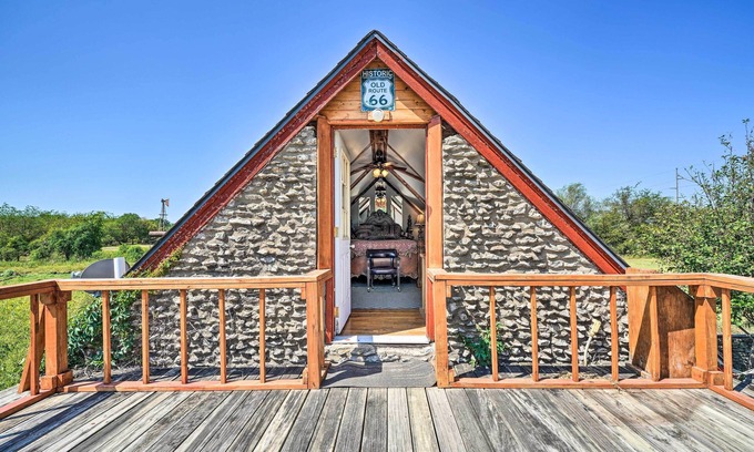 Tower Heights Cottage | Relaxing Rockhouse Cottage with Deck on Tulsa Farm