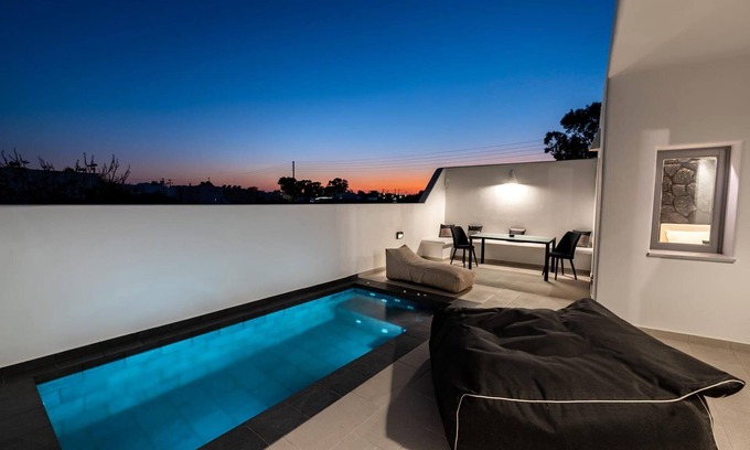 Perissa Villa | Thrilling Santorini Villa | Villa Gauche | 2 Bedrooms | Furnished Sun Terrace.