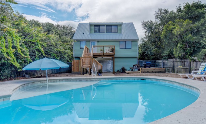 Surf City House | Top Rated Retreat with Backyard Pool & Ocean View