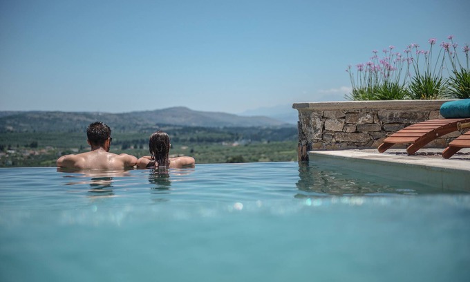 Paidochori Villa | Elegant Villa Liodosifis with Heated Pool & Ocean Views