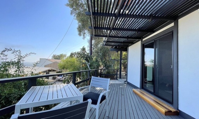 Camarillo Apartment | Serene Mid Century Studio with Ocean Views and Deck