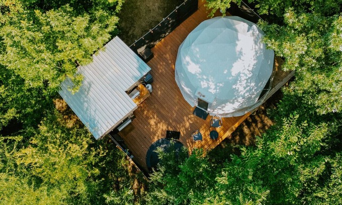 Athens House | Unique Tree House Dome with Hot Tub and Pool Access