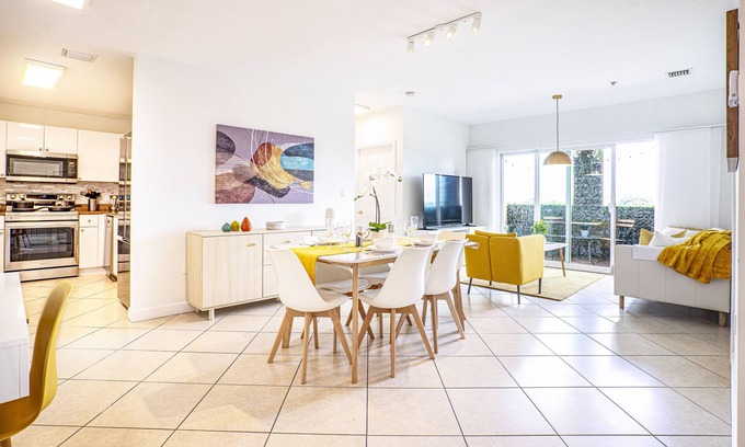 Coral Way Condo | Trendy King Bed Apartment with Free Parking & Pet Friendly