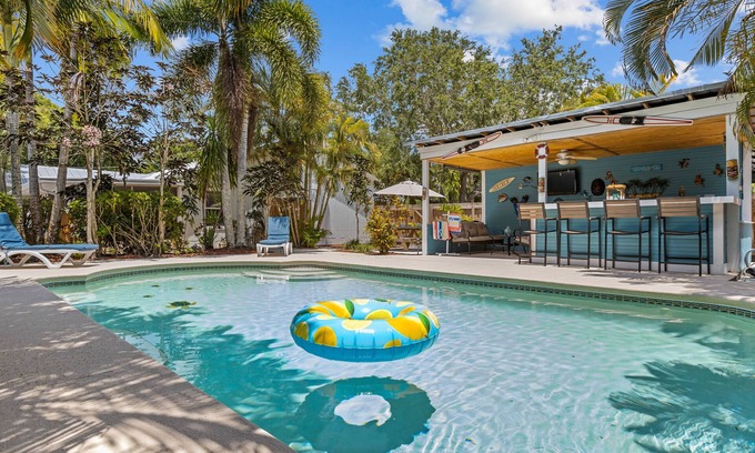 Vero Beach House | Vibrant Tiki Retreat with Pool, Hot Tub & Game Room