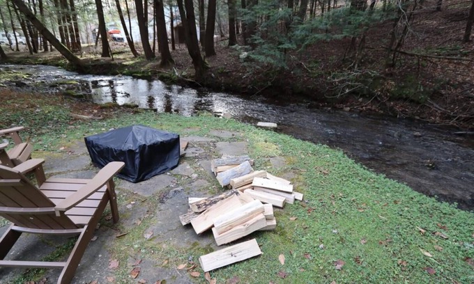 Coudersport Cabin | Inviting Streamside Cabin with Firepit & Stargazing Awaits