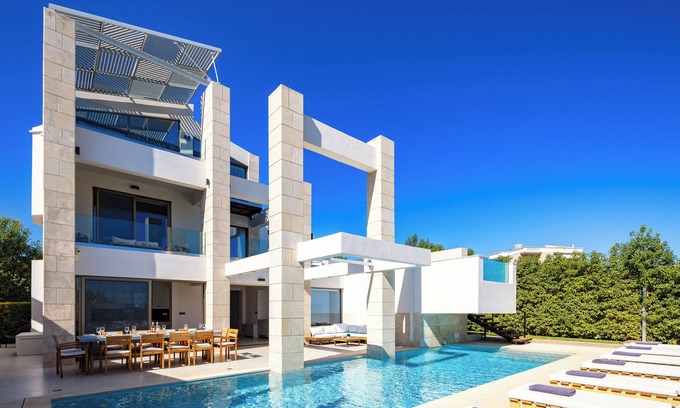 Agia Marina Villa | Two Private Pools Steps from Agia Marina and the Beach