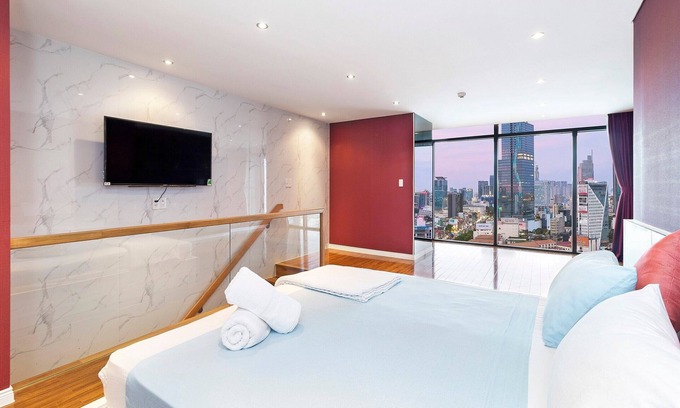 Nguyen Thai Binh Apartment | Charming Two-Storey Penthouse with Kitchen & Family Amenities