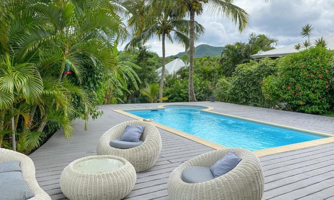 Le Diamant House | Ty Free Dom: Cozy Retreat with Heated Pool & Pet Friendly