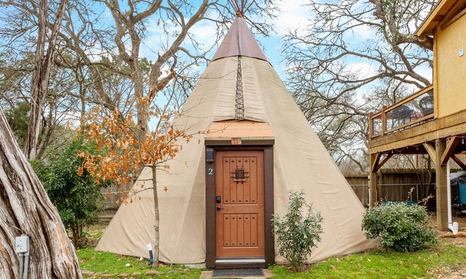 New Braunfels House | Serene Tipi Retreat with River Access & Cozy Firepit