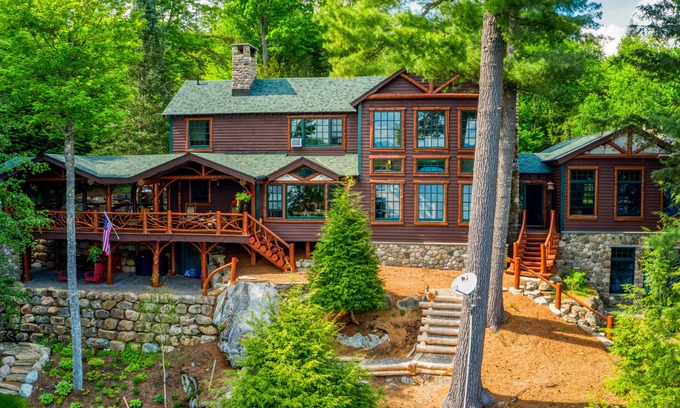 Saranac Lake Cabin | Explore the Kiwassa Lake Home with Pool and Family-Friendly Amenities