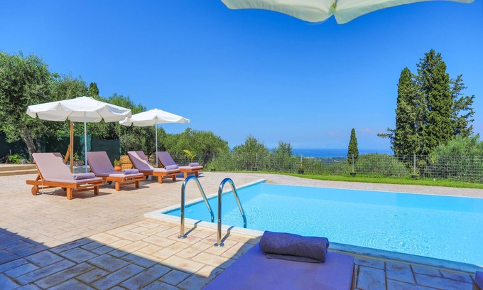 Petaleia Villa | Relax in Villa Chrisdina with Private Pool & Scenic Views