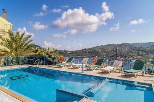 Vathy Apartment | Guest Rated 9.6: Veroni's Studio with Pool & Family Fun