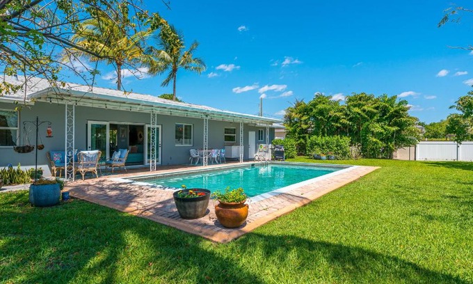 West Palm Beach Villa | Vibrant Oceanfront Pool Home with Kayak & Firepit Fun
