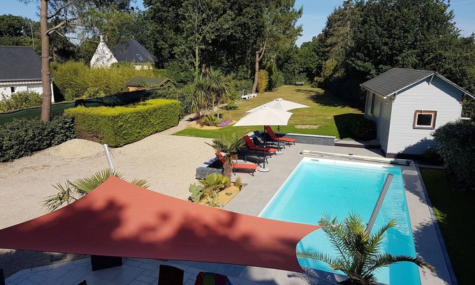 Saint-Andre-des-Eaux House | Elegant Villa with Heated Pool & Ocean View, 9.8 Rated