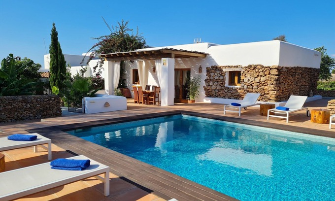 Sant Carles de Peralta Villa | Relaxing Villa Steps from the Beach with Pool & Gardens