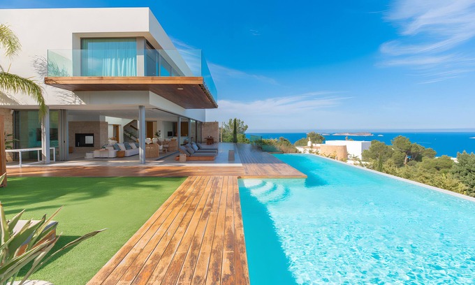 Sant Josep de sa Talaia Villa | Villa 'Ana' with Sea View, Wi-Fi and Air Conditioning