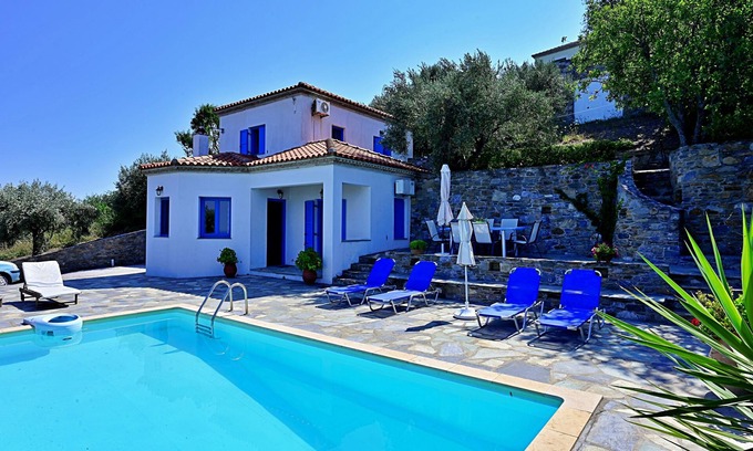 Skopelos Town Villa | Villa Afroditi: Panoramic Views & Private Swimming Pool