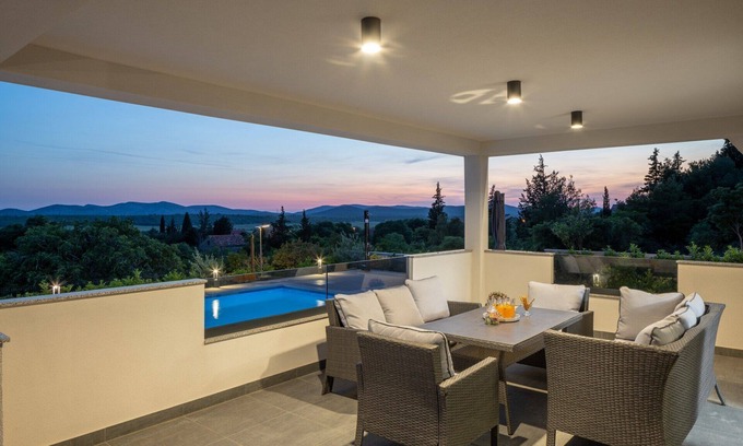 Velim House | Elegant Villa Bura with Pool and Ocean View in Stankovci