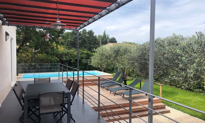 Moussac Villa | Villa Coquelicot: Private Pool & Ocean View Retreat