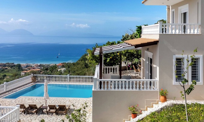 Evgiros Villa | Villa Dream in Vasiliki: Private Pool & Ocean Views