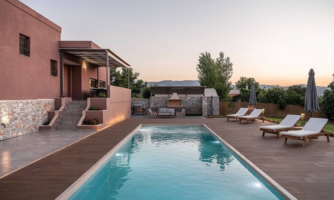 Agia Villa | Villa Enny: Modern Retreat with Private Heated Pool