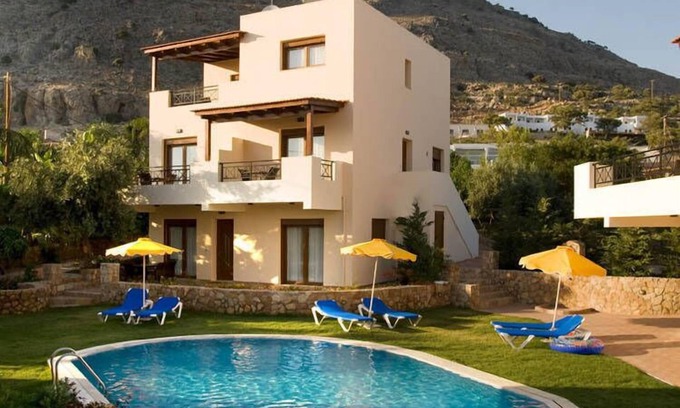 Pefkos Apartment | Pristine Villa with Pool and Oceanfront Views, Rated 10/10