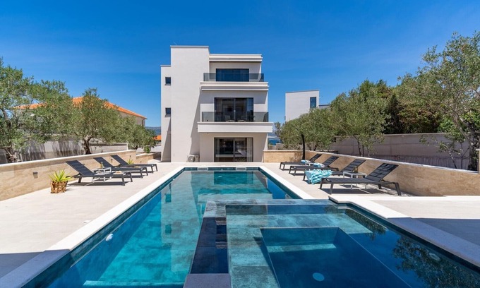 Slatine Villa | Villa Lady Maris: Heated Pool Retreat 70m from the Beach