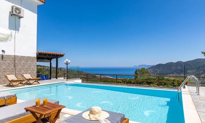 Skopelos Apartment | Villa Liagka Apartments - Renovated Haven with Pool & Views