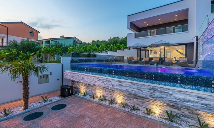 Crikvenica Villa | Villa Lorena: Heated Pool, Ocean View & Relaxing Spa