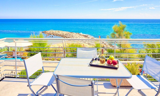 San Lorenzo al Mare Apartment | Villa Lucrezia: Beachfront Escape with Sea-View Terrace