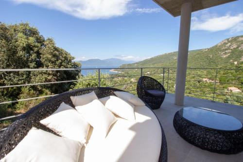 Belvedere-Campomoro Villa | Architectural Villa with Ocean View and Hot Tub Retreat