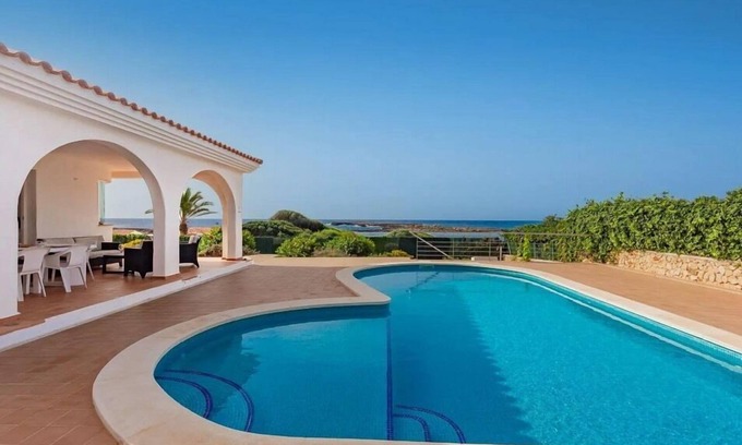 Sant Lluis Villa | Oceanfront Villa near Binibeca with Private Pool & Spa